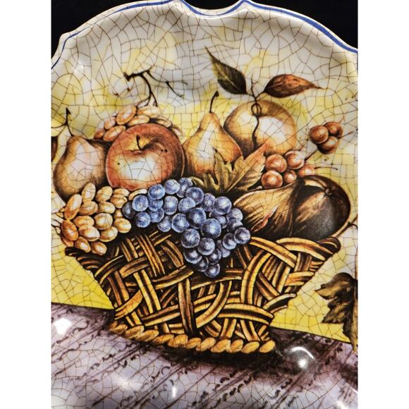 Lami Italy Fruit Decorative Plates (2) Fruit Leaves Basket Melamine 8 inches - Picture 3 of 7